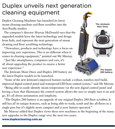 Duplex unveils next generation cleaning equipment